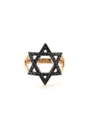 Star of David Pavé Ring in Black Diamond on Rose Gold